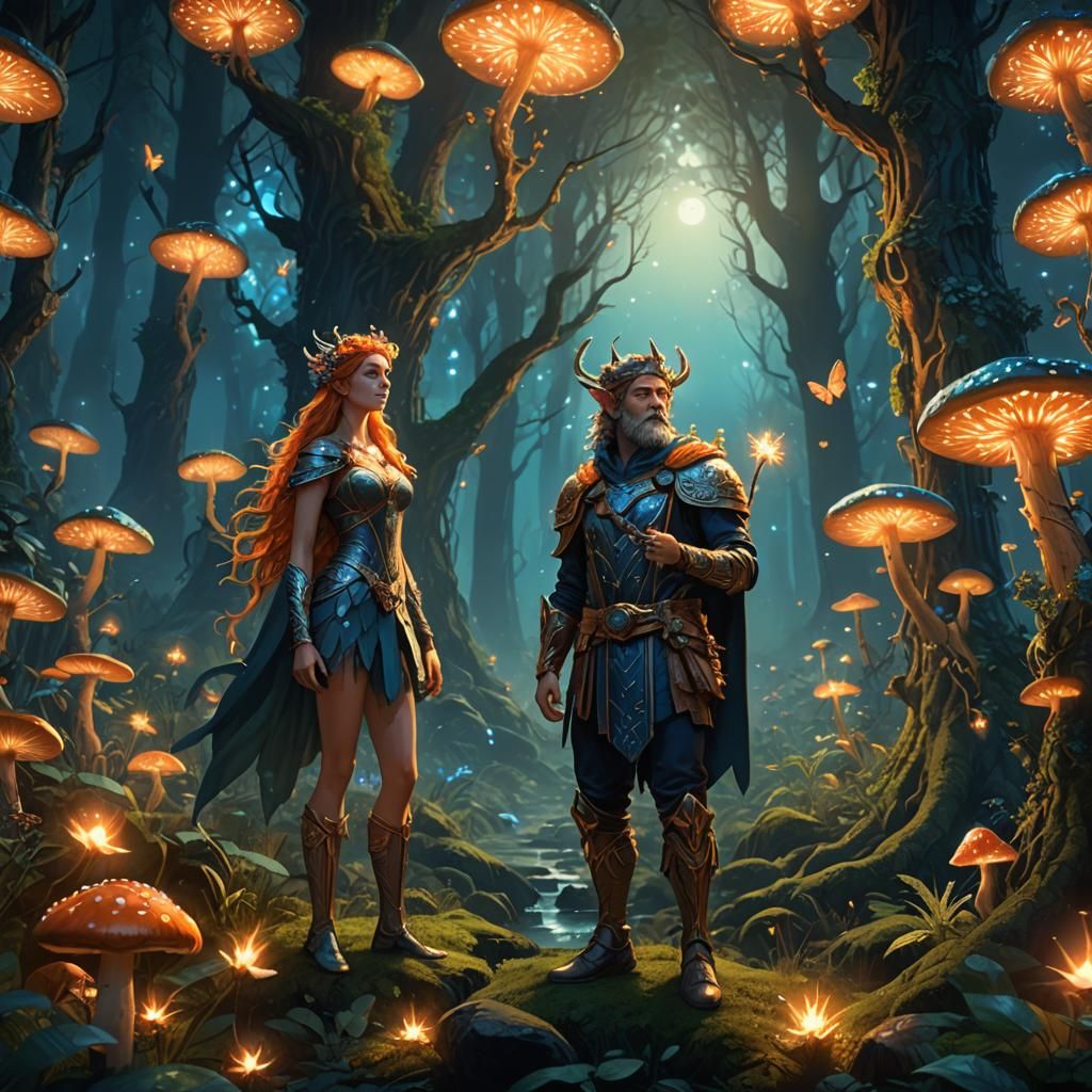 Mystical Forest: Fantasy Art Nouveau Scene