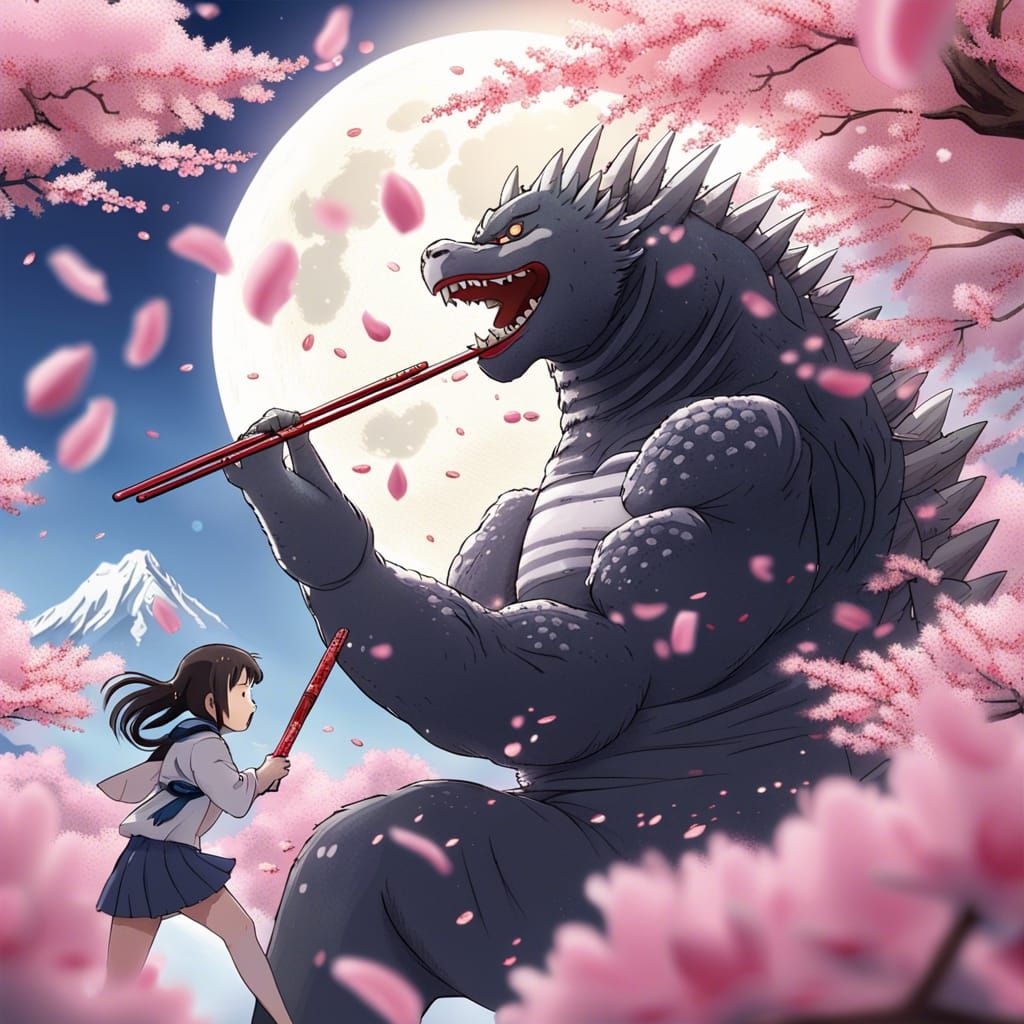Sailor Moon vs. Godzilla: Anime Cherry Blossom Battle