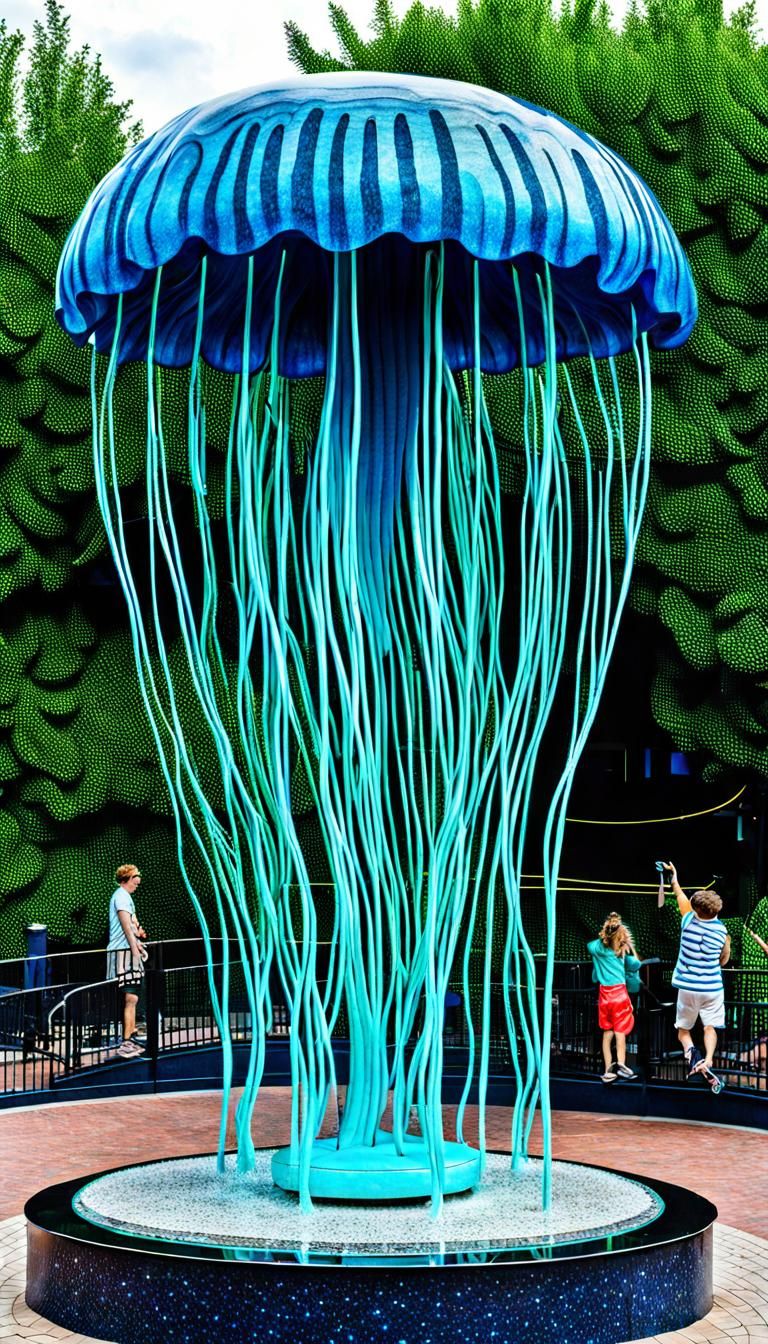Granite Jellyfish Sculpture at Theme Park