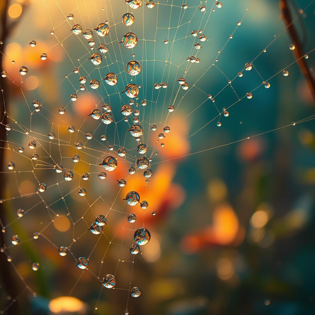 Dew Drops on Spiderweb: A Dreamlike Organicpunk Vision