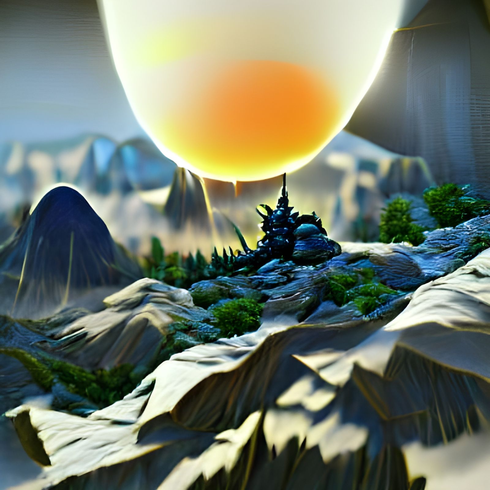 Jungle Mountain at Dawn in 3D Rendering