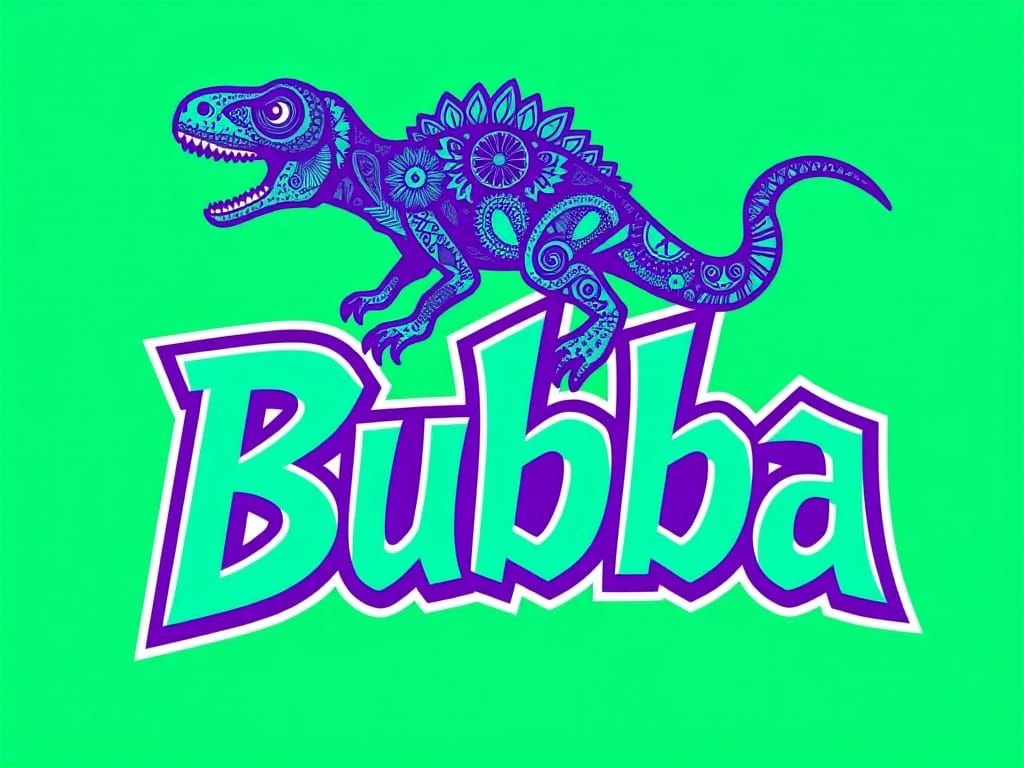Bubba Logo with Velociraptor in Tribal Font