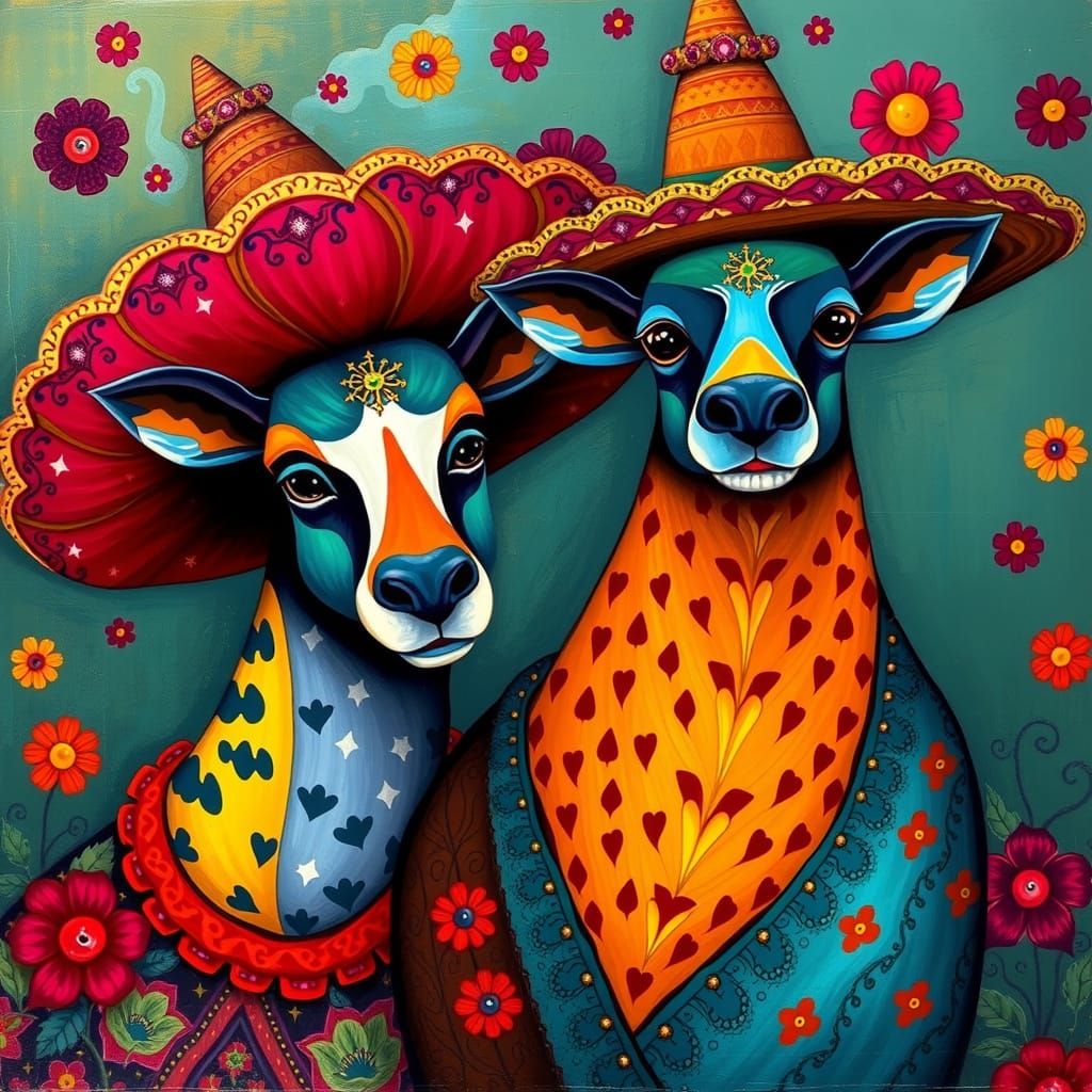 Festive Animals in Sombreros: A Mexican Folk Art
