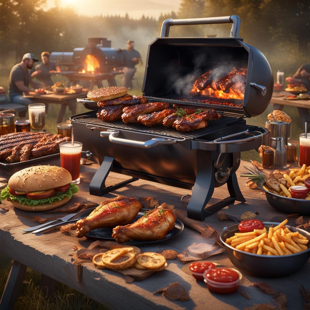 Lively Tailgate Party: A Detailed Matte Painting
