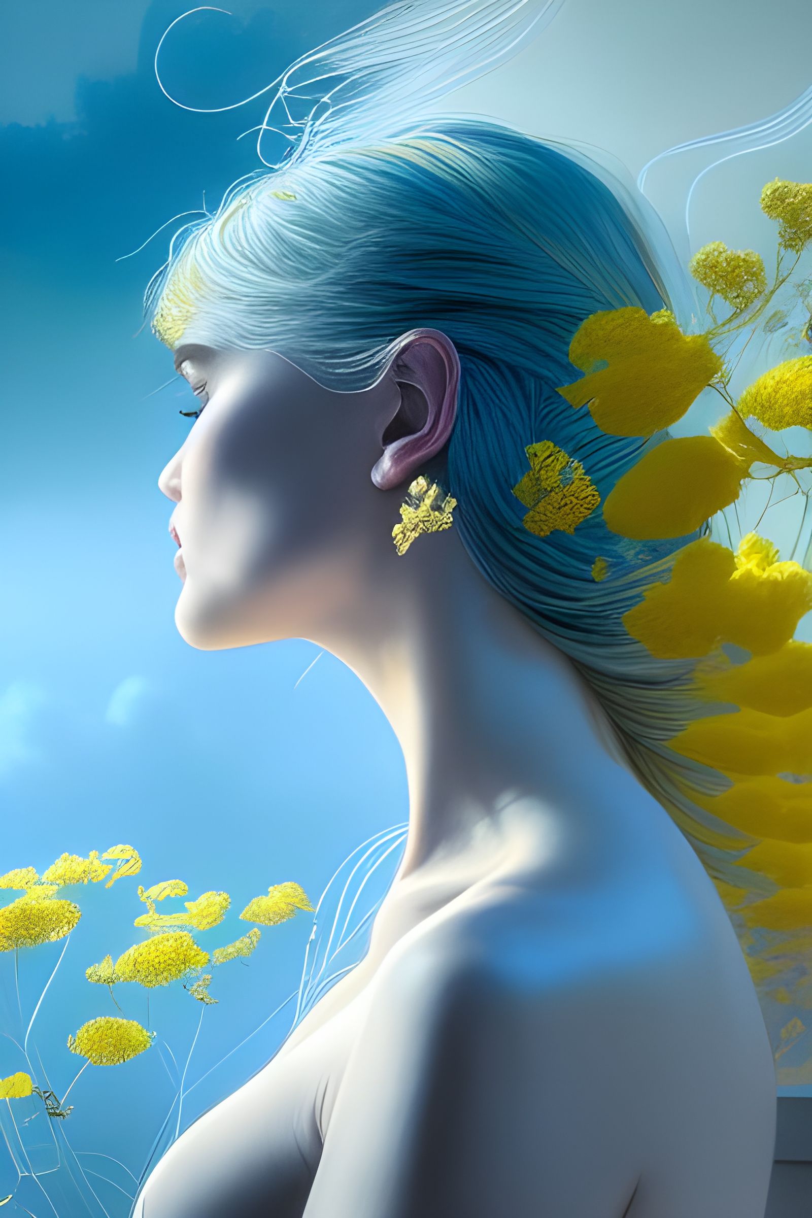 Intricate Scenic Image in Oceanic Colors