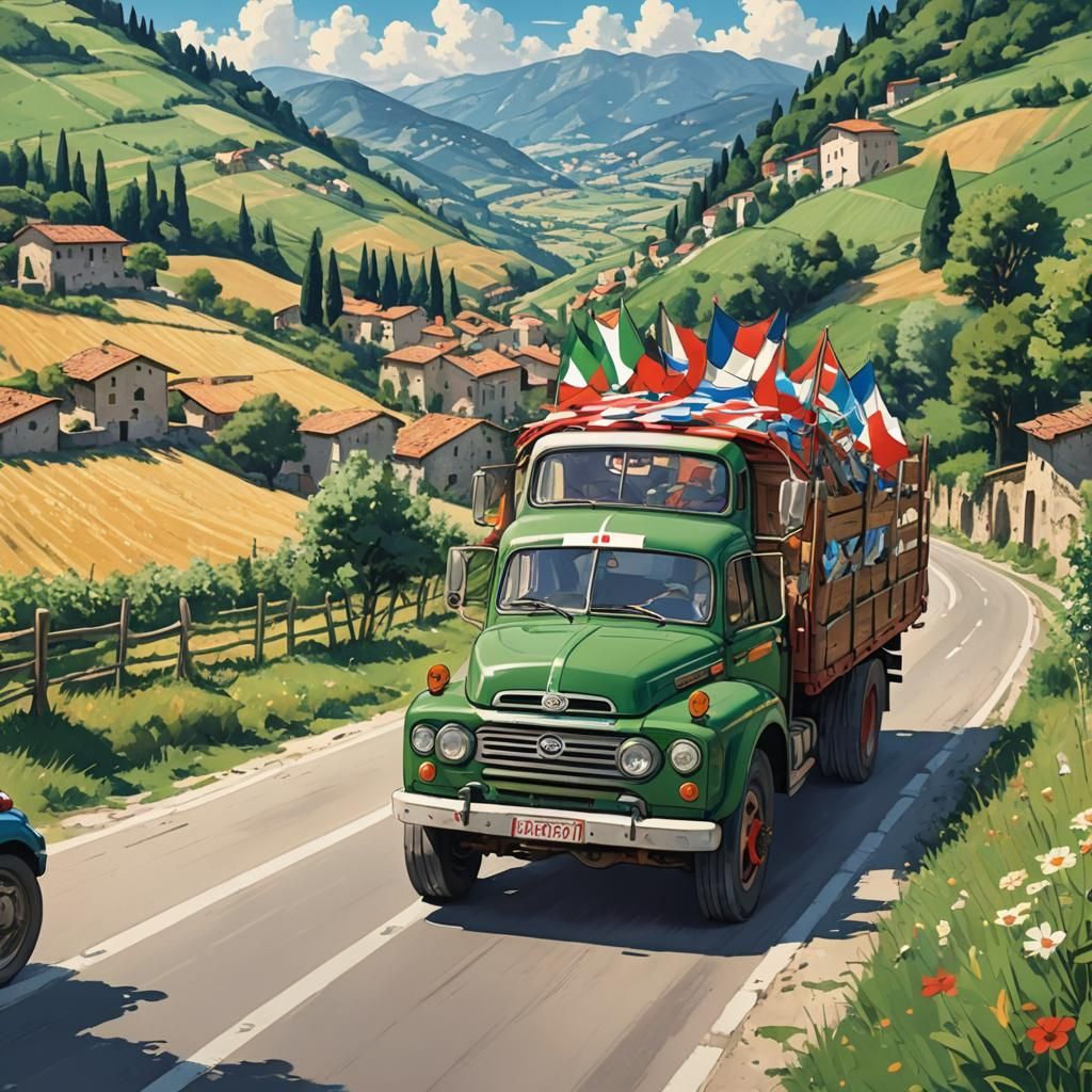 Italian Liberation Day Celebration in Anime Style