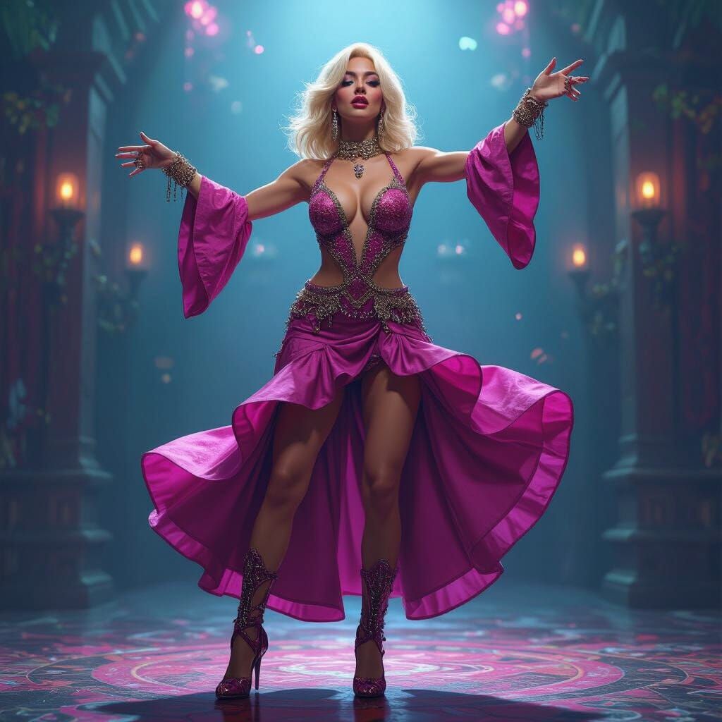 Lady Gaga Dancing in Fantastical Fantasy Concept Art