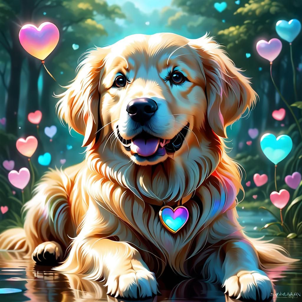 Love heart Golden Retriever