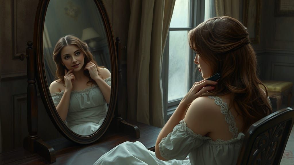 A Victorian Woman's Intimate Moment Captured in Oil Paint