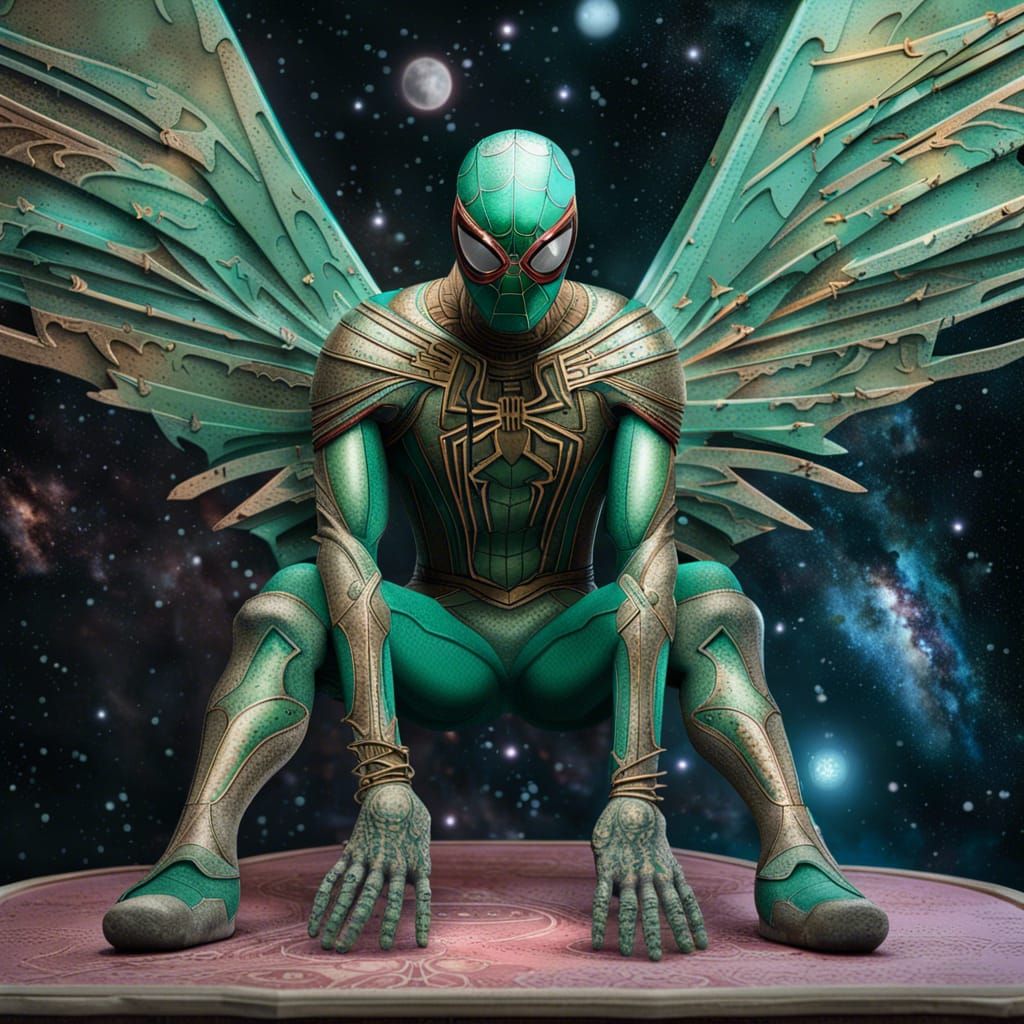 Winged Spiderman Humanoid of Rococo Hieroglyphs