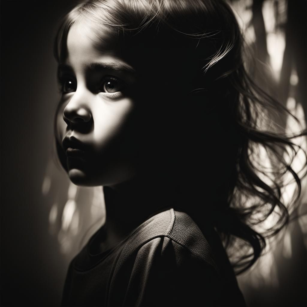 Courageous Girl in Double Exposure with Monsters