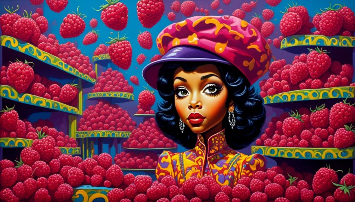 Prince's Raspberry Beret with Funky 70s Big Hair