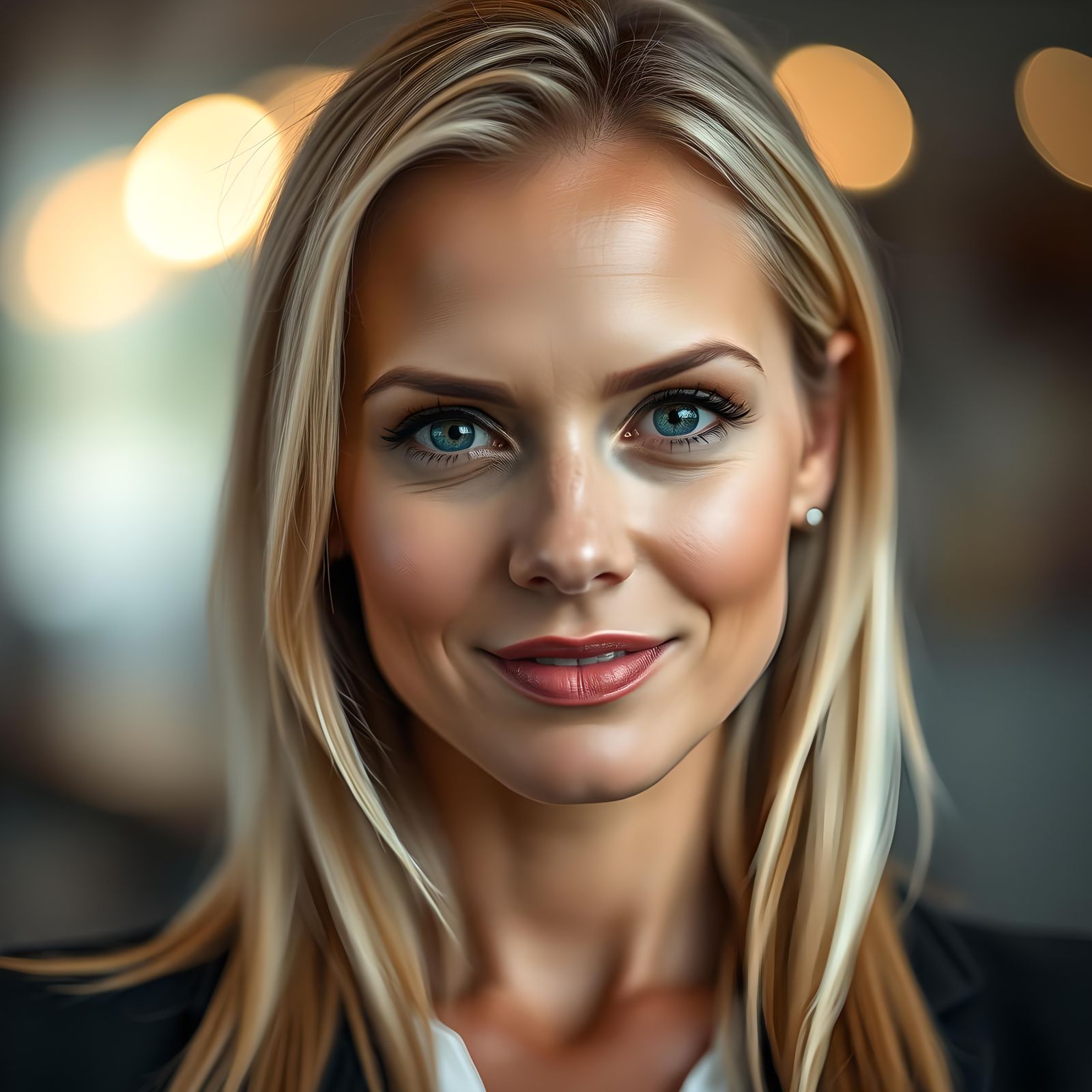 Professional Portrait of a Blonde Woman with Bokeh