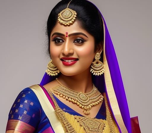 Malayalee Lady in Mundum Neriyathum: Hyperdetailed Portrait