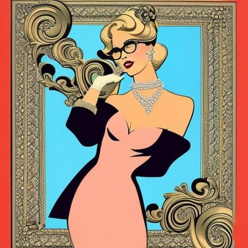 Retro Socialite in Ligne Claire Comic Art Style