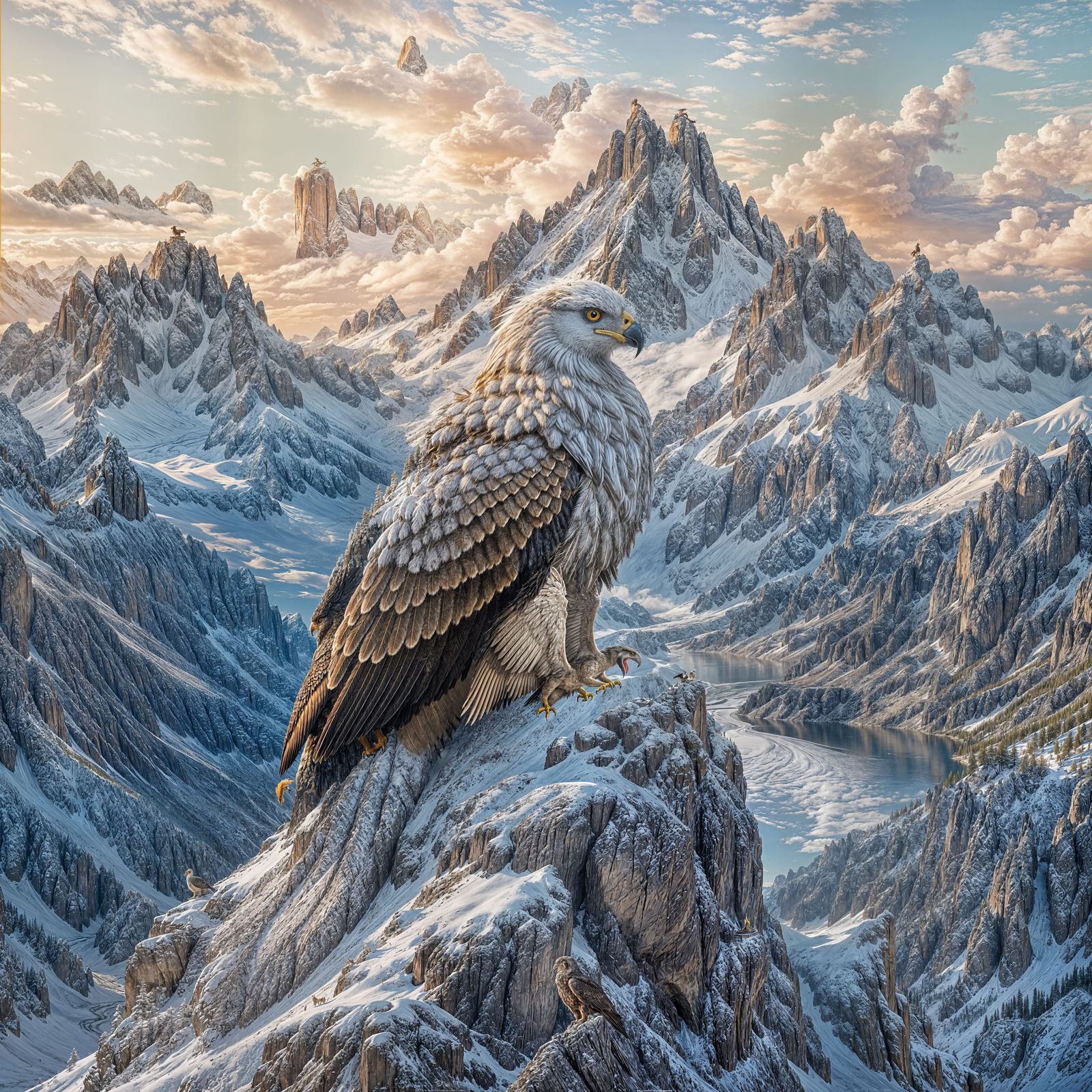 Gryphon on Snow Mountain in Romantic Style