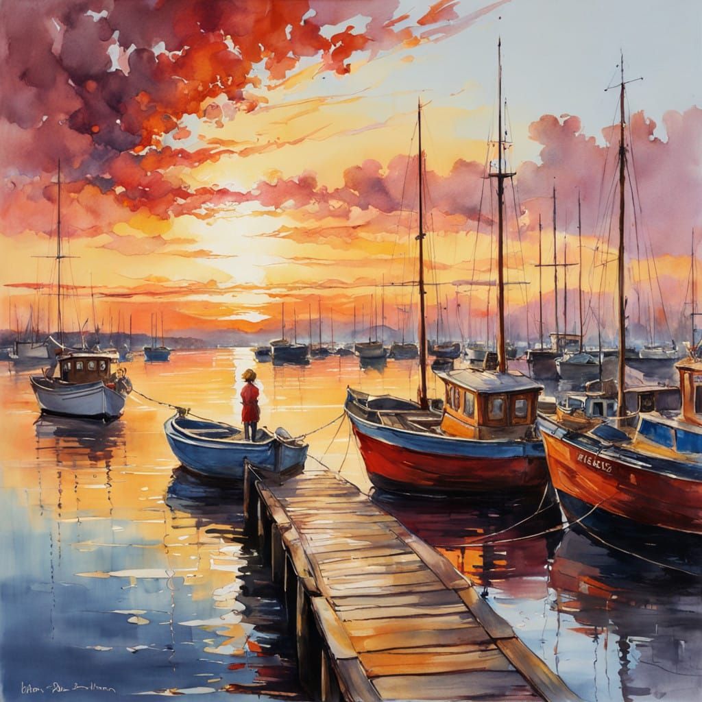 A Serene Summer Sunset on the Harbour