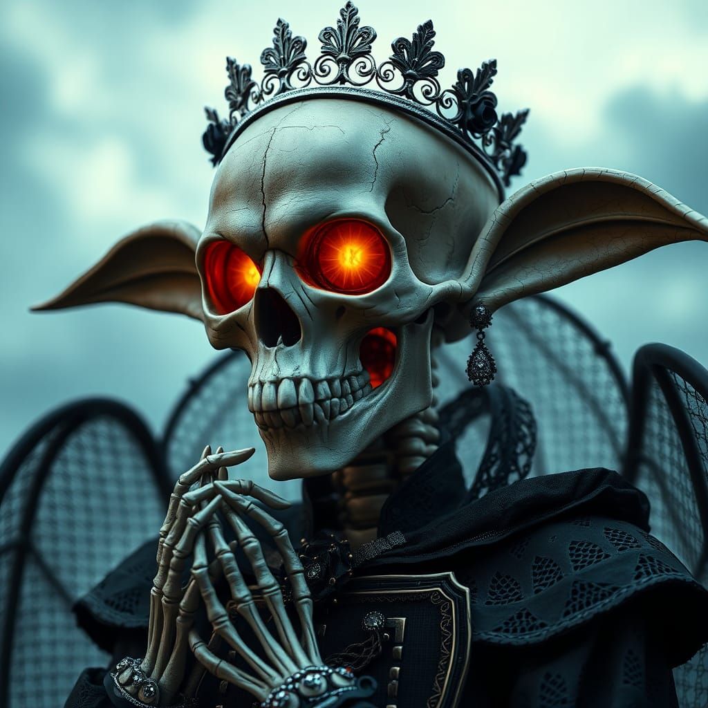 Skeletal Elf King in Victorian Gothic Style