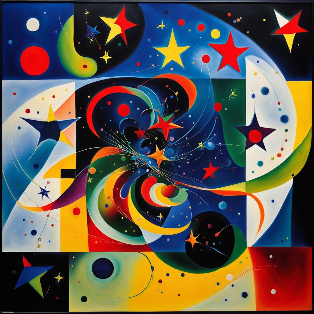 Abstract Geometric Stars in Dreamy Naive Art Style