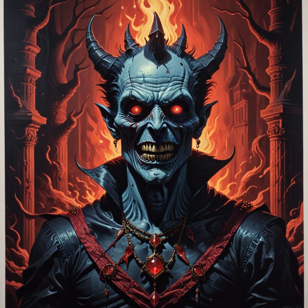 Mephistopheles in Horror Lithography Style