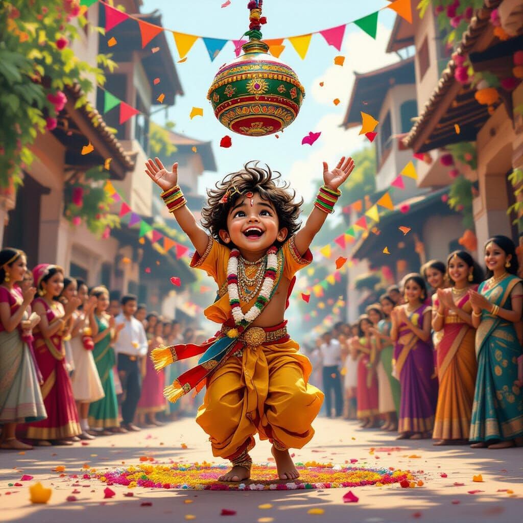 Matki Phod Celebration in Raja Ravi Varma Style