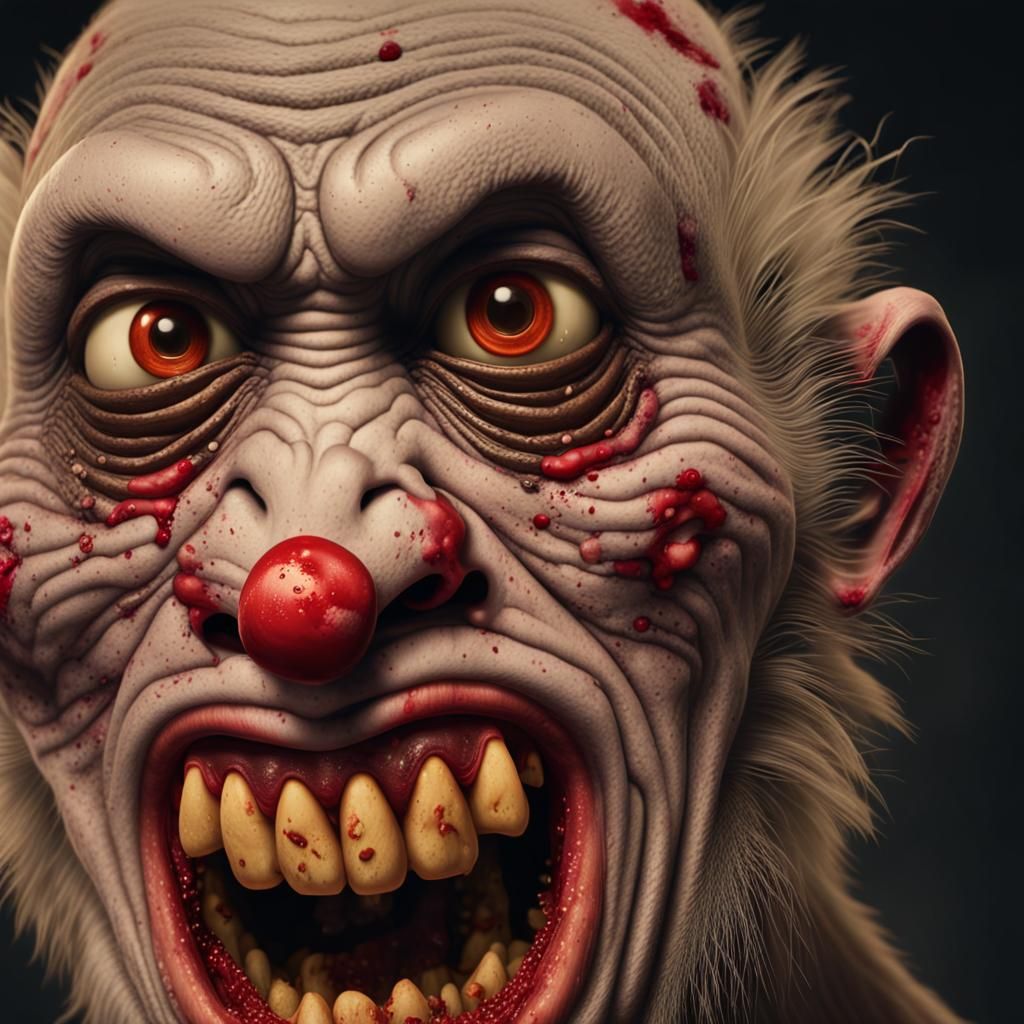 Cinematic Zombie Monkey Clown Digital Painting