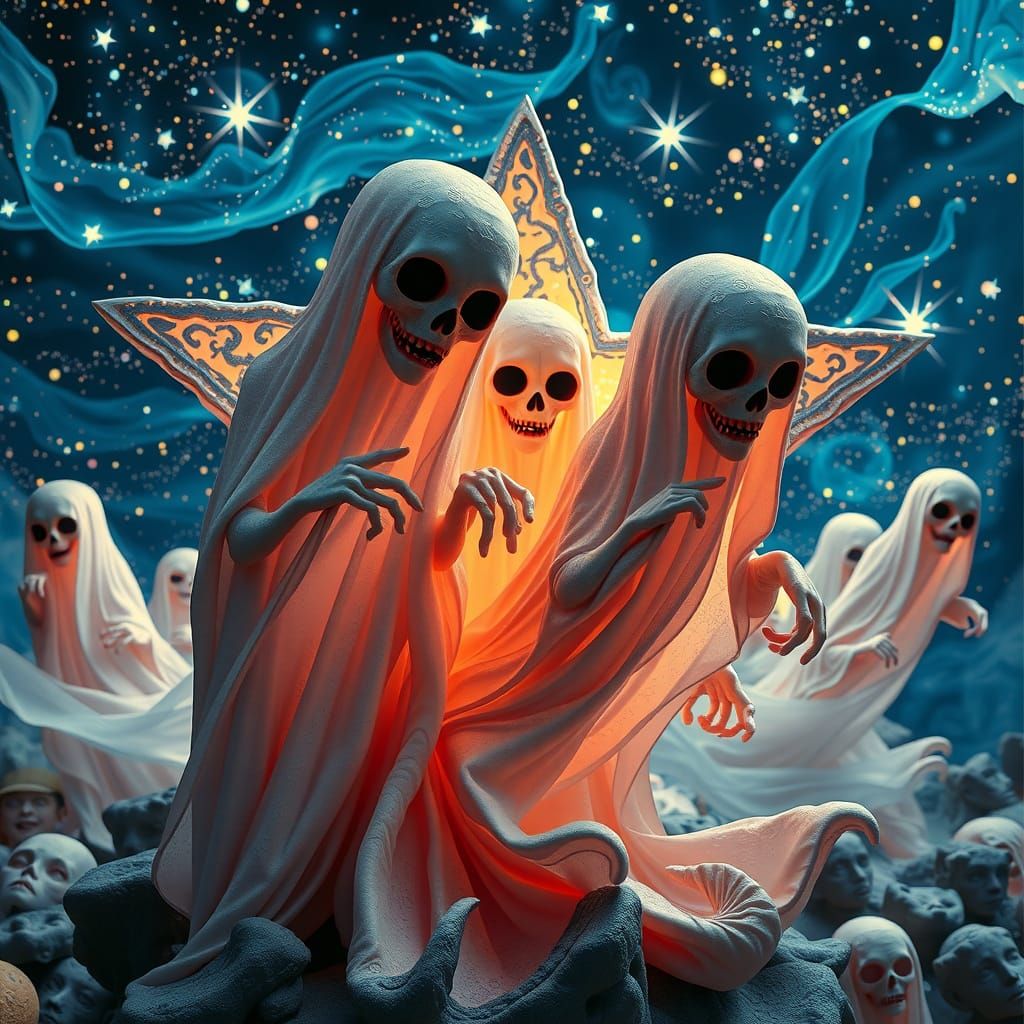 Ethereal Ghosts in Celestial Dreamscape