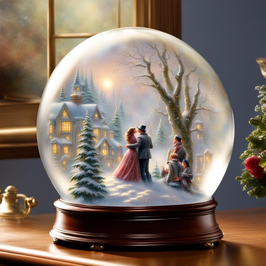 Ethereal Couple in Snow Globe, Hyperdetailed Fantasy