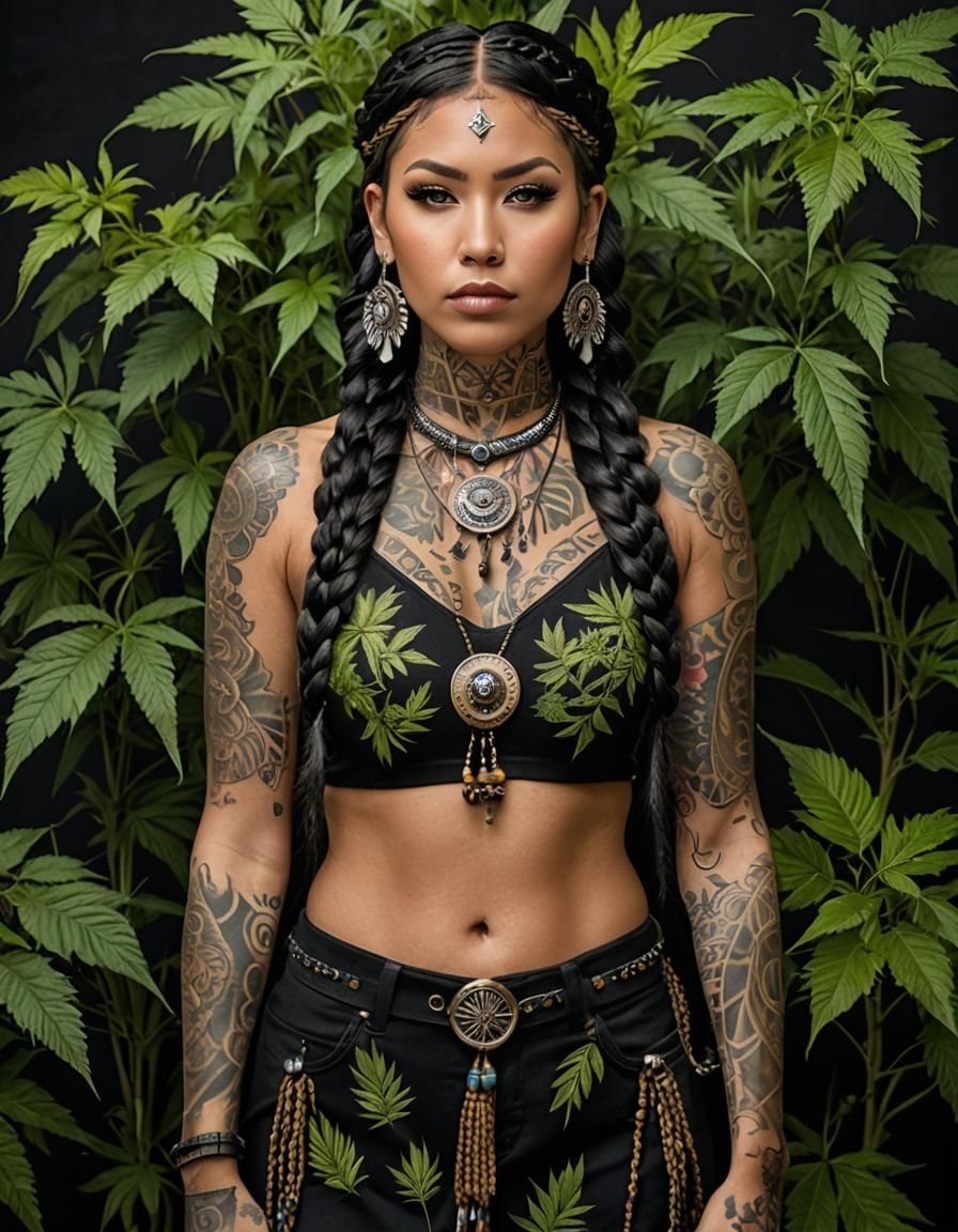 Marijuana Goddess: A Hyperrealistic Native American Portrait