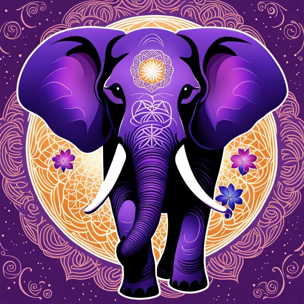Purple Elephant in Fractal Universe, Pointillism