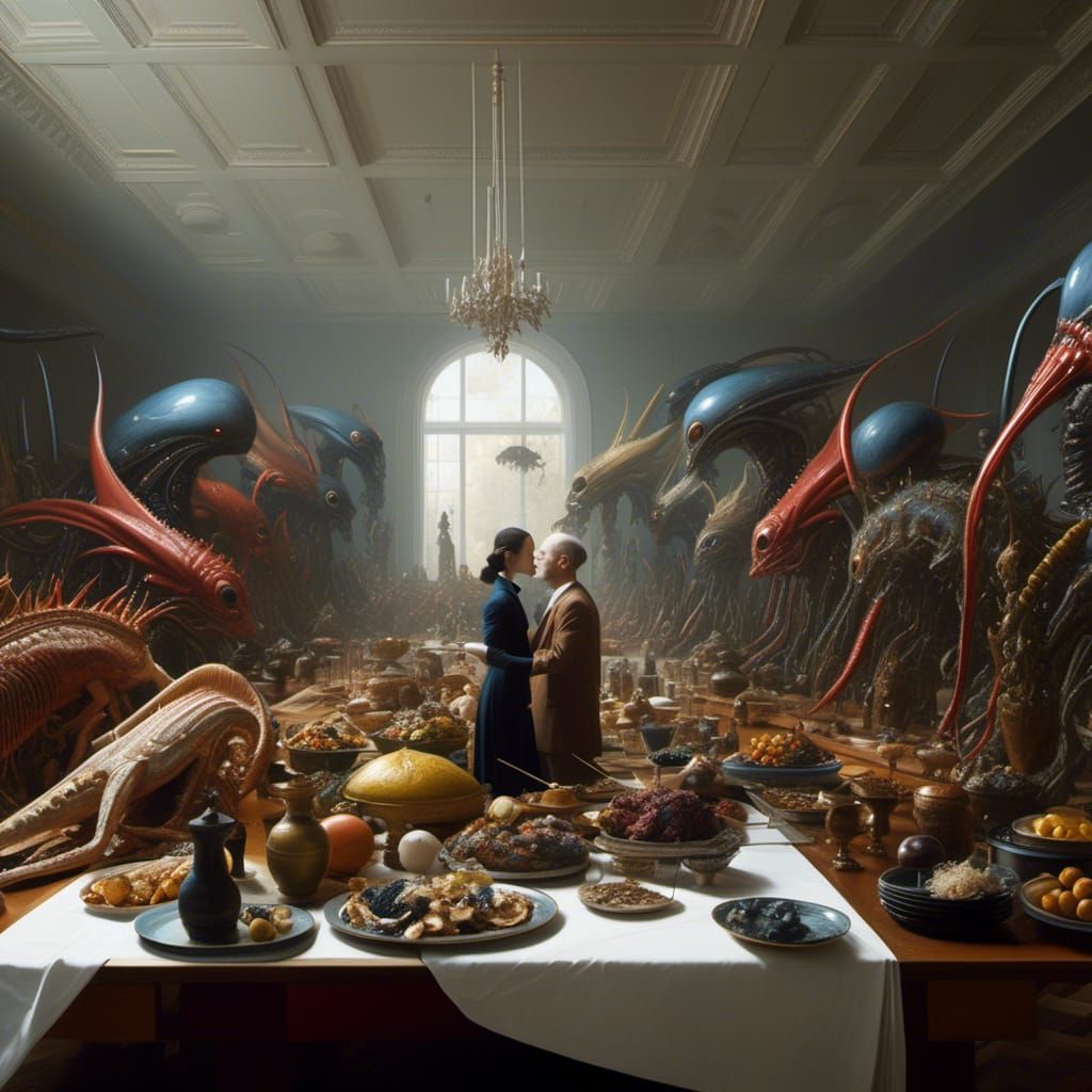 Abstract Alien Portrait in Bizarre Landscape