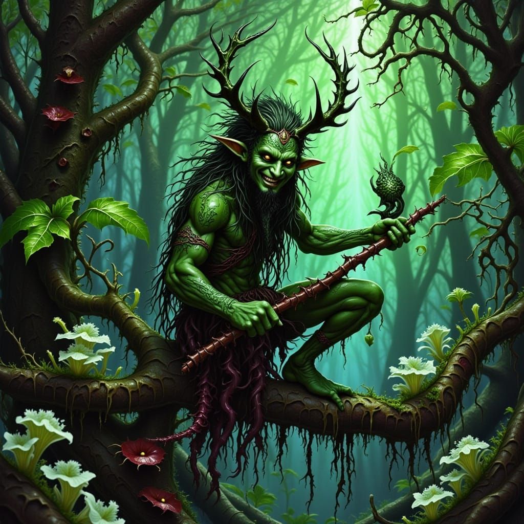 Varik Thornweaver Perched on Ancient Oak Root