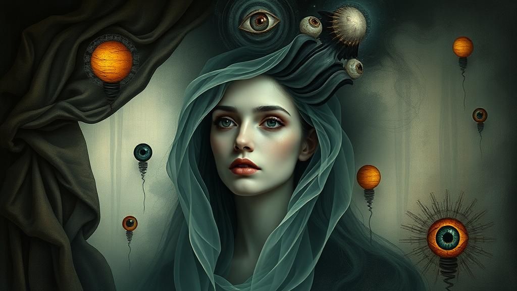 Ethereal Woman in Surrealist Dreamscape