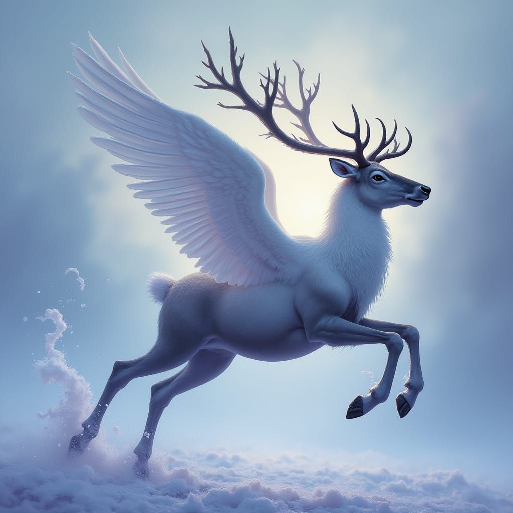 Majestic Reindeer Soars with Delicate Wings