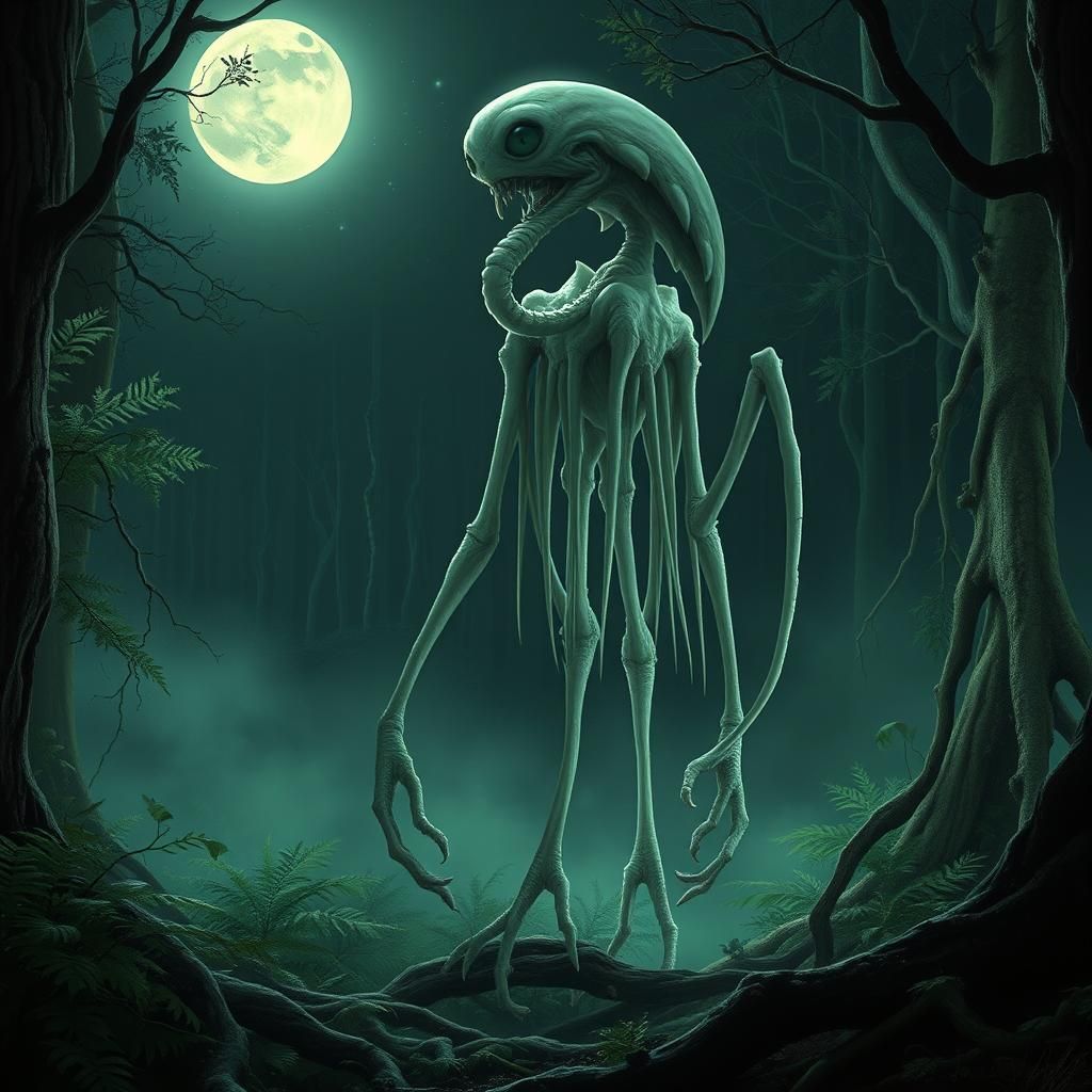 A striking hyperrealistic concept art of a 2-meter-tall fore...