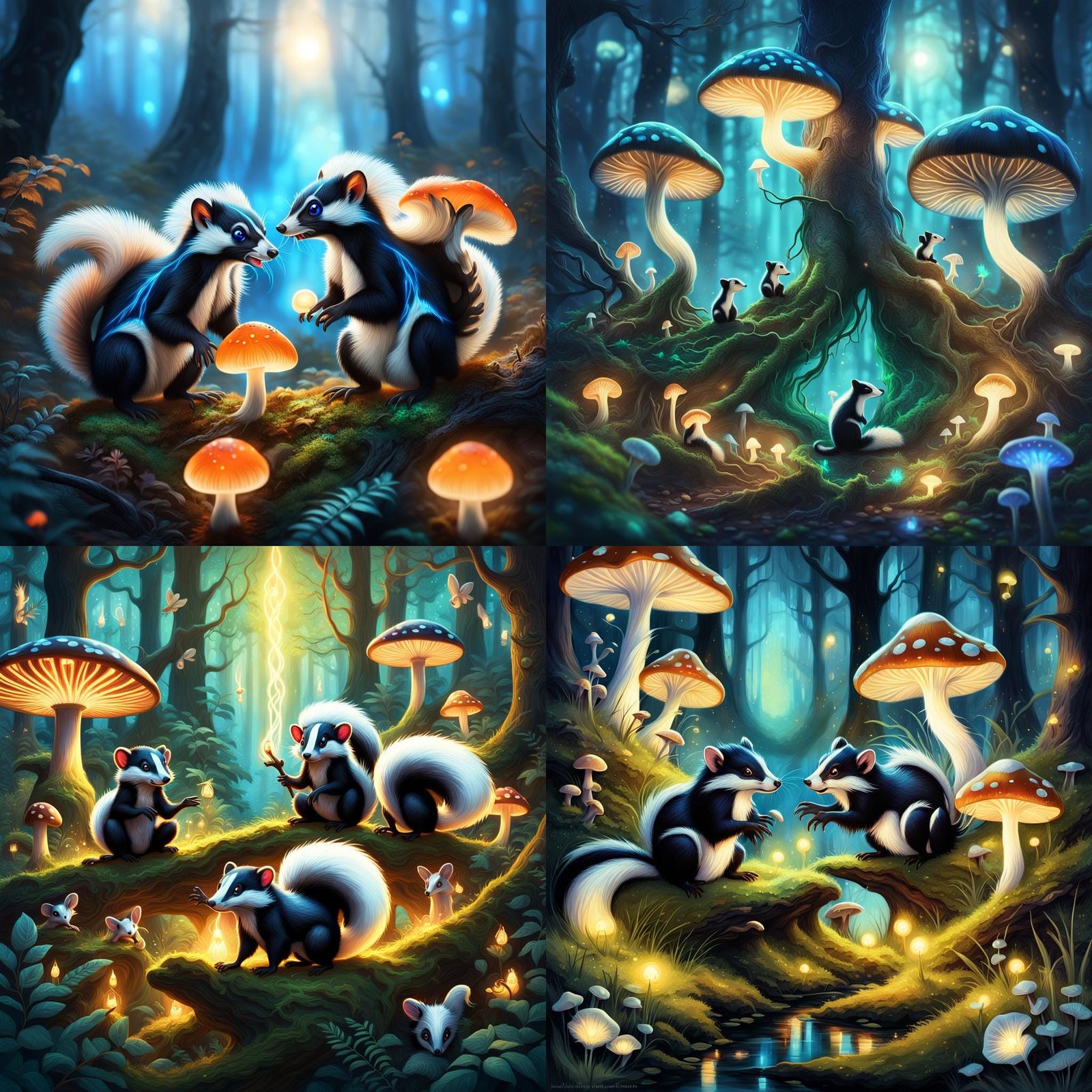 Fantastical Skunks in Detailed Matte Painting