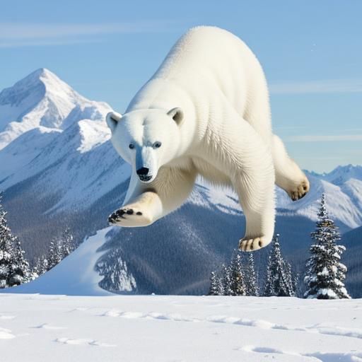 A polar bear flying home