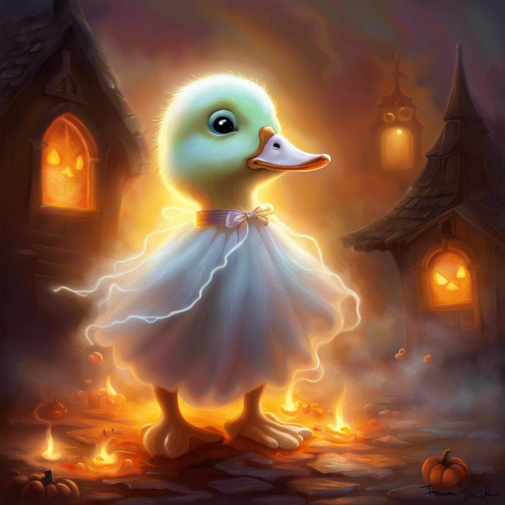 Duckling in Ghost Costume, Ethereal Fantasy