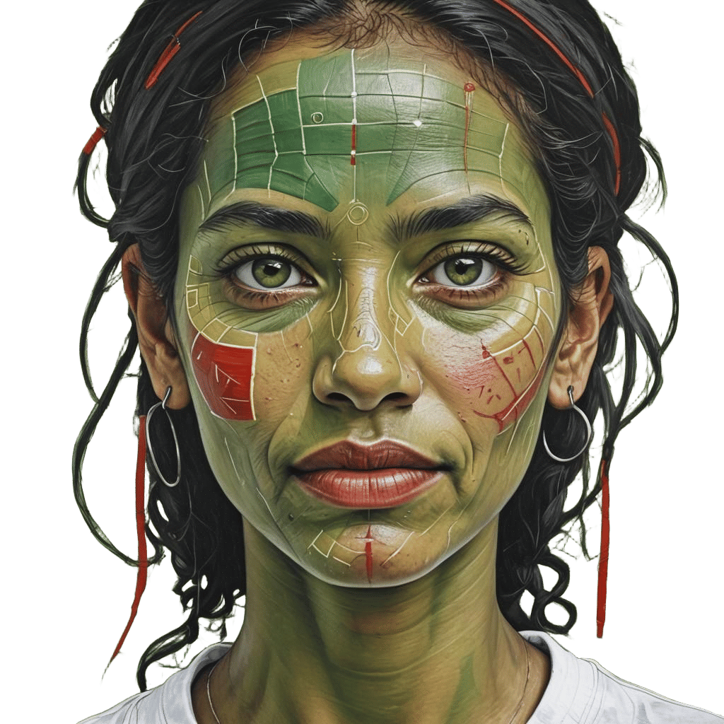 Symmetrical Portrait of a Red-Haired Puerto Rican Woman