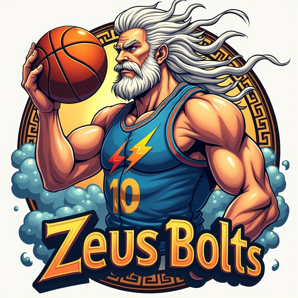 Zeus Basketball Logo in Anime Style