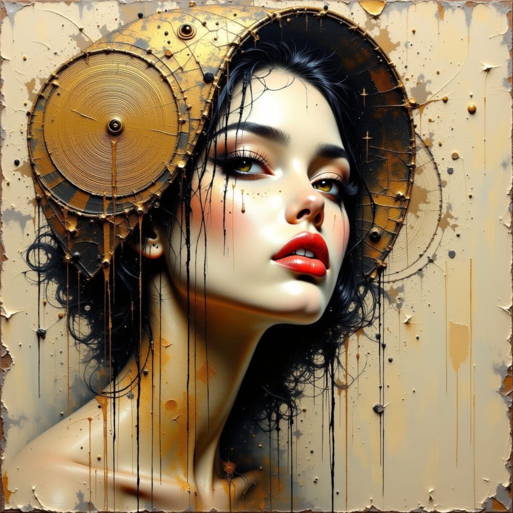 Surreal Impasto Portrait with Fingerprint Swirls