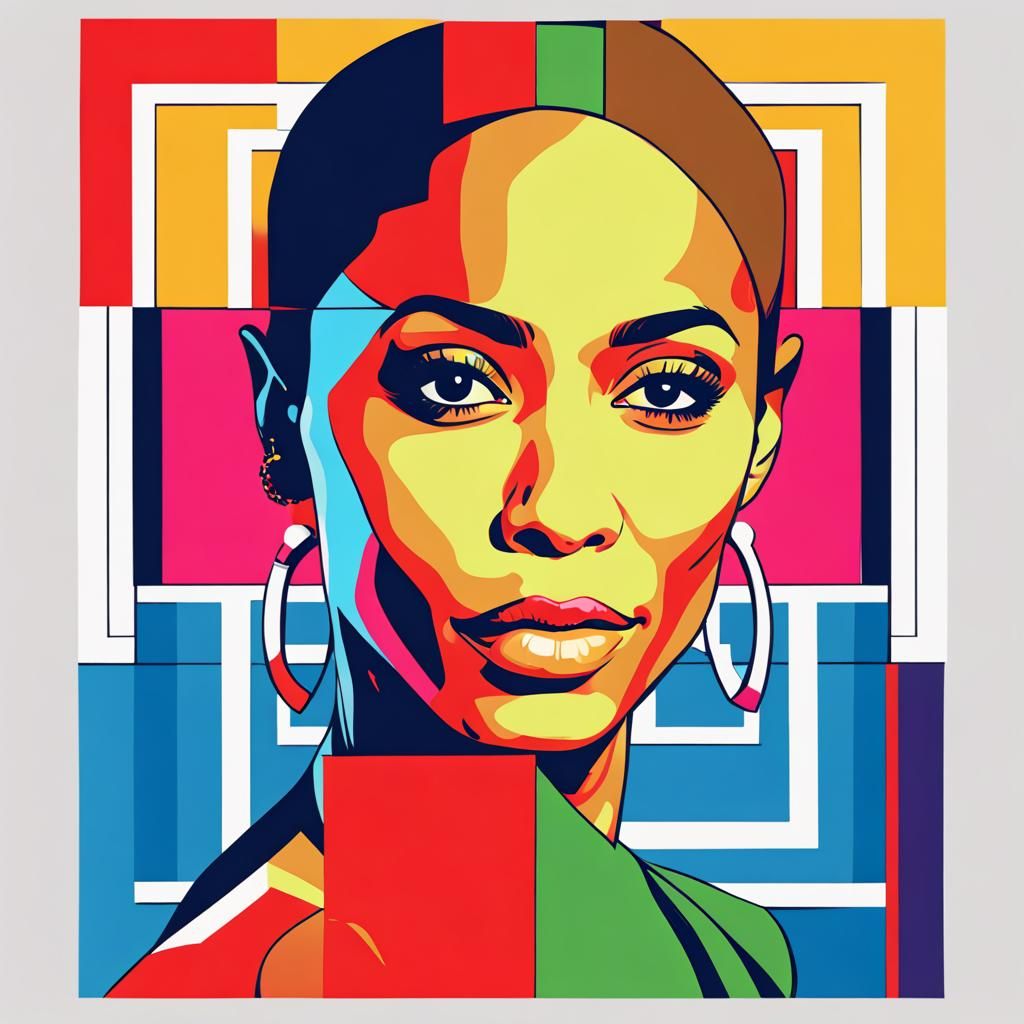 Pop Art Portrait in Geometric Bauhaus Style