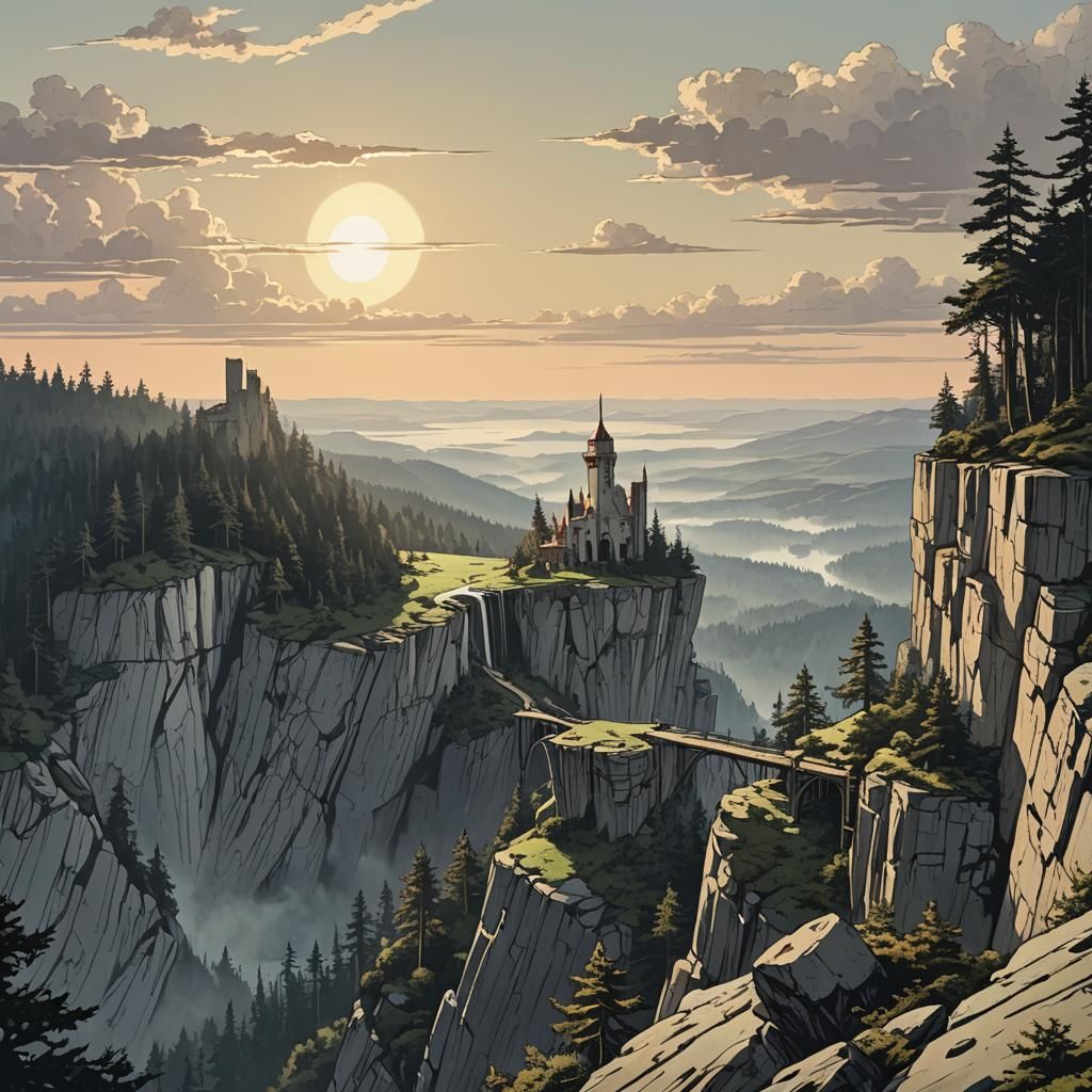 Cliffside Structure with Forest View in Industrial Design