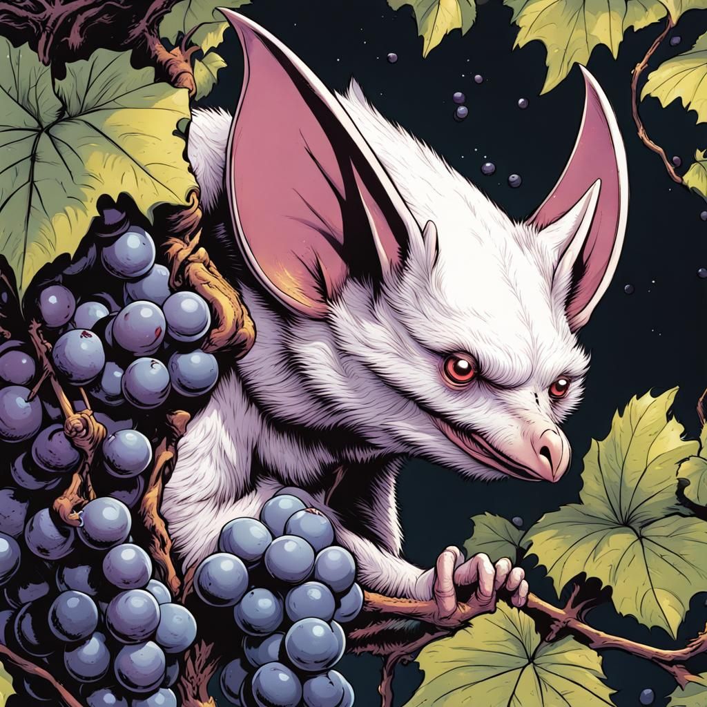 Yellow Fruit Bat Eats Grapes: Comic Book Art
