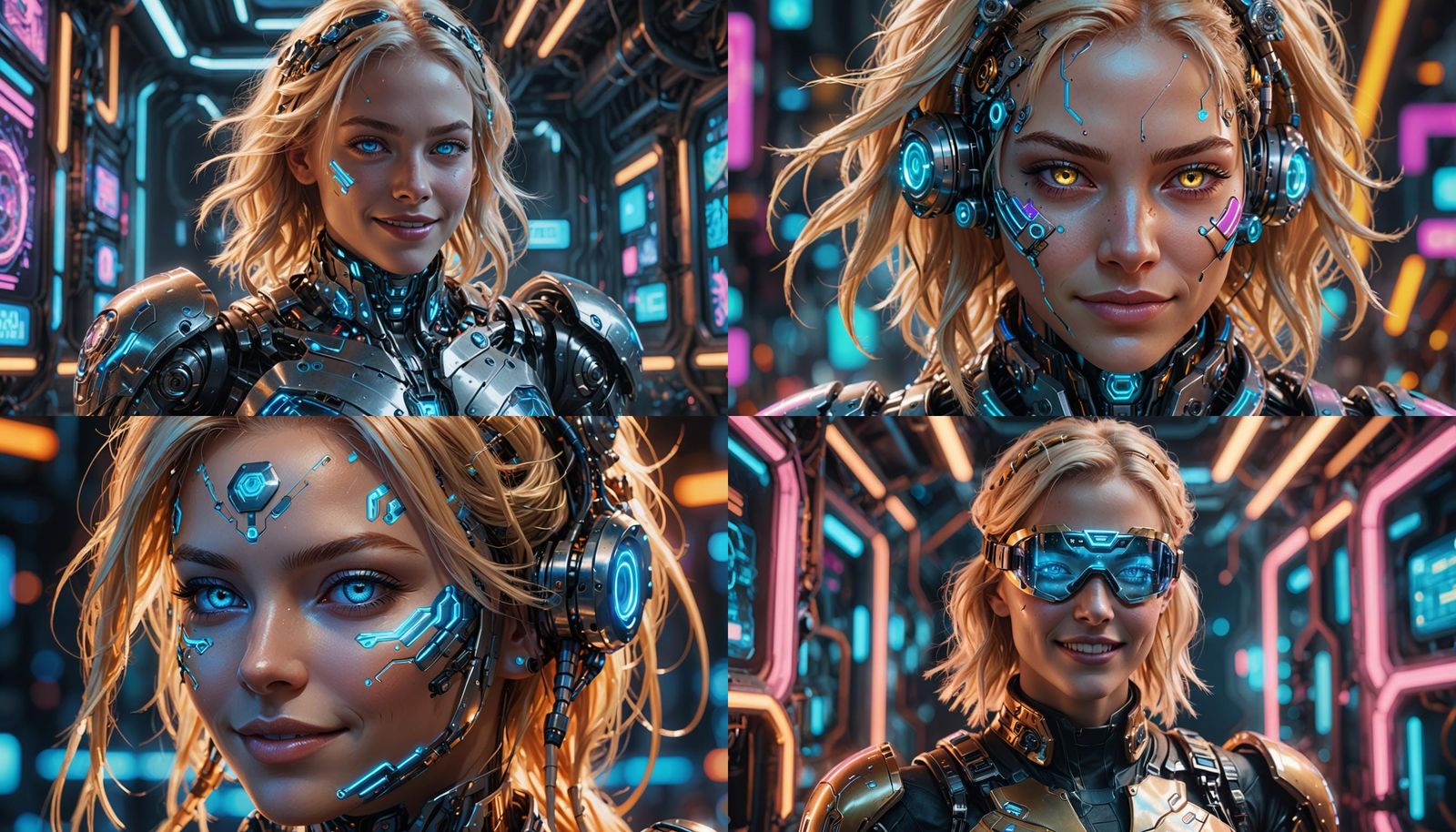 Smiling Cyborg Girl with Intricate Details