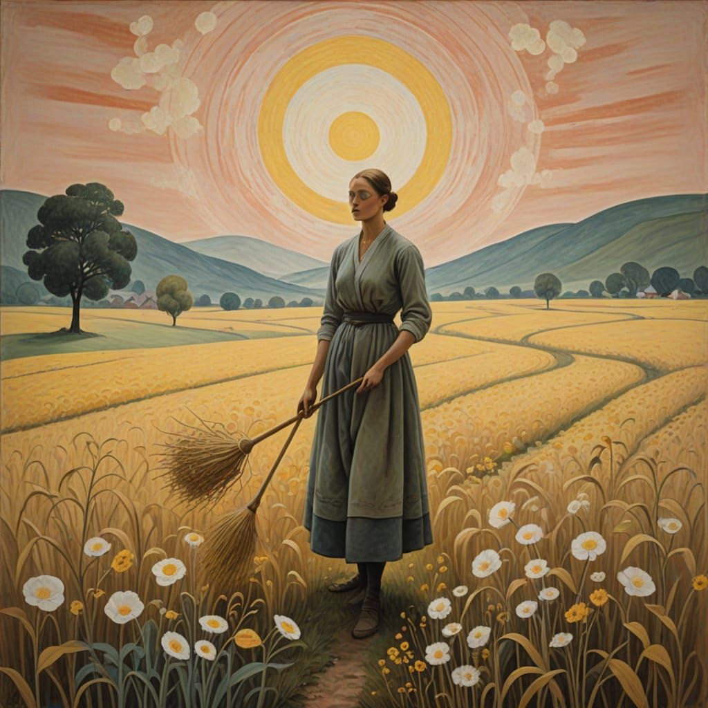 Mystical Harvest: Realism Meets Geometric Abstraction