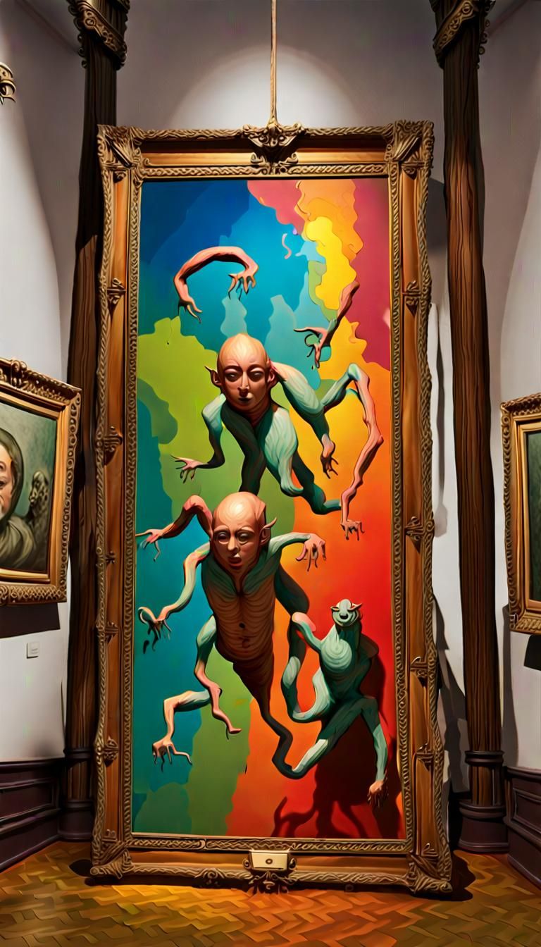 Surreal Creatures Emerge in a Psychedelic Art Gallery