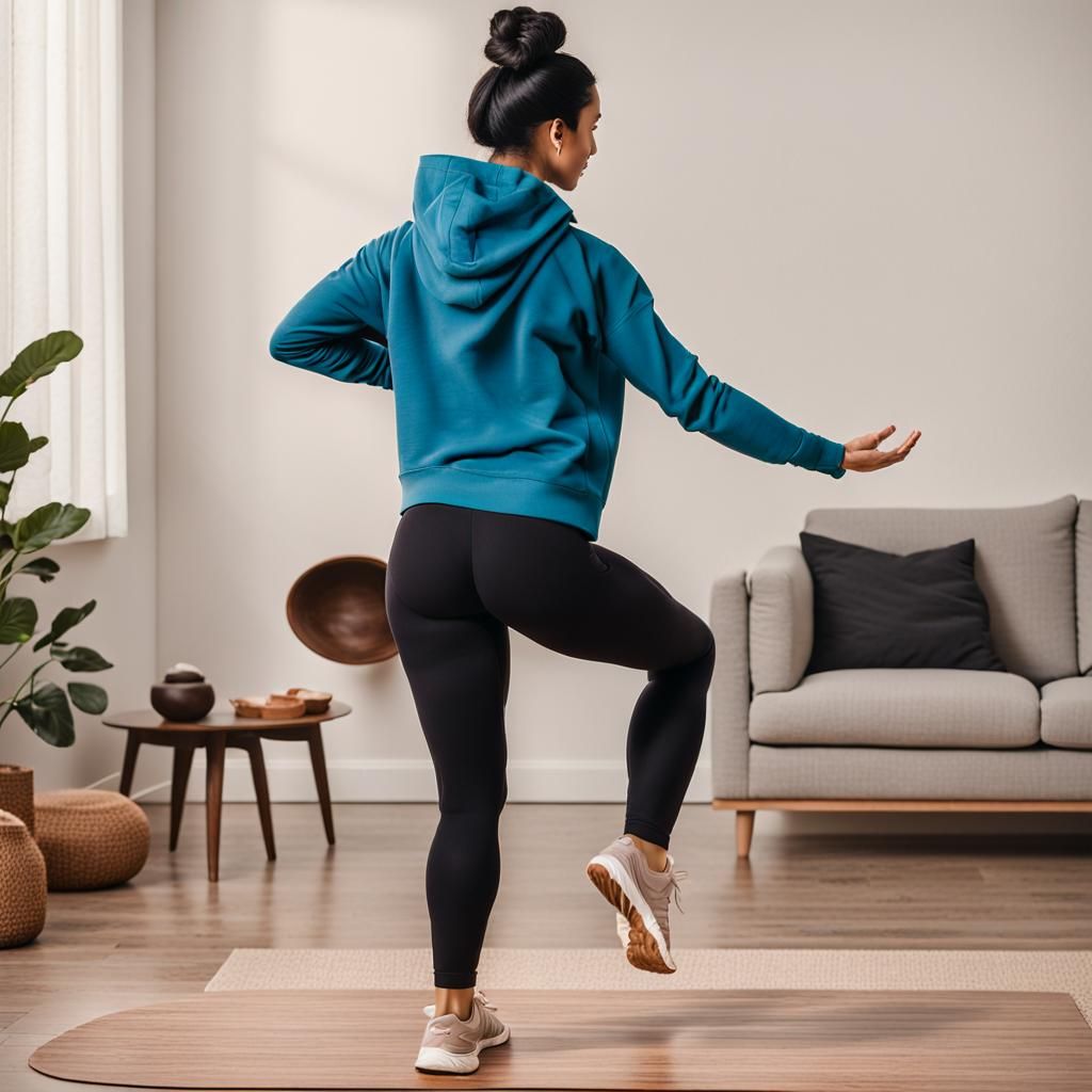 Curvaceous Woman Practicing Yoga at Home