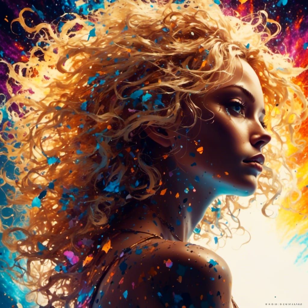 Silhouette of Blonde Woman in Splash Art Style