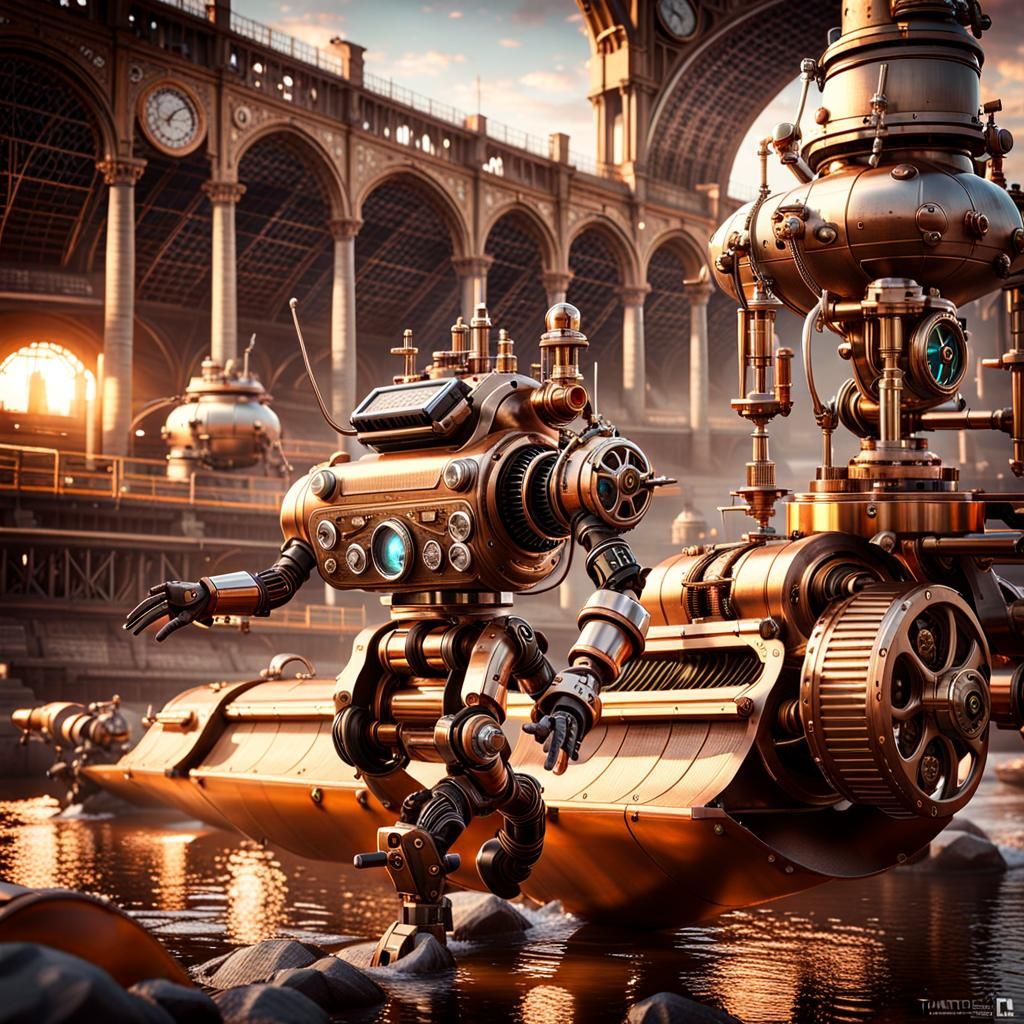 Steampunk Salesman Crossing Rubicon in Tamara DeLempicka Sty...